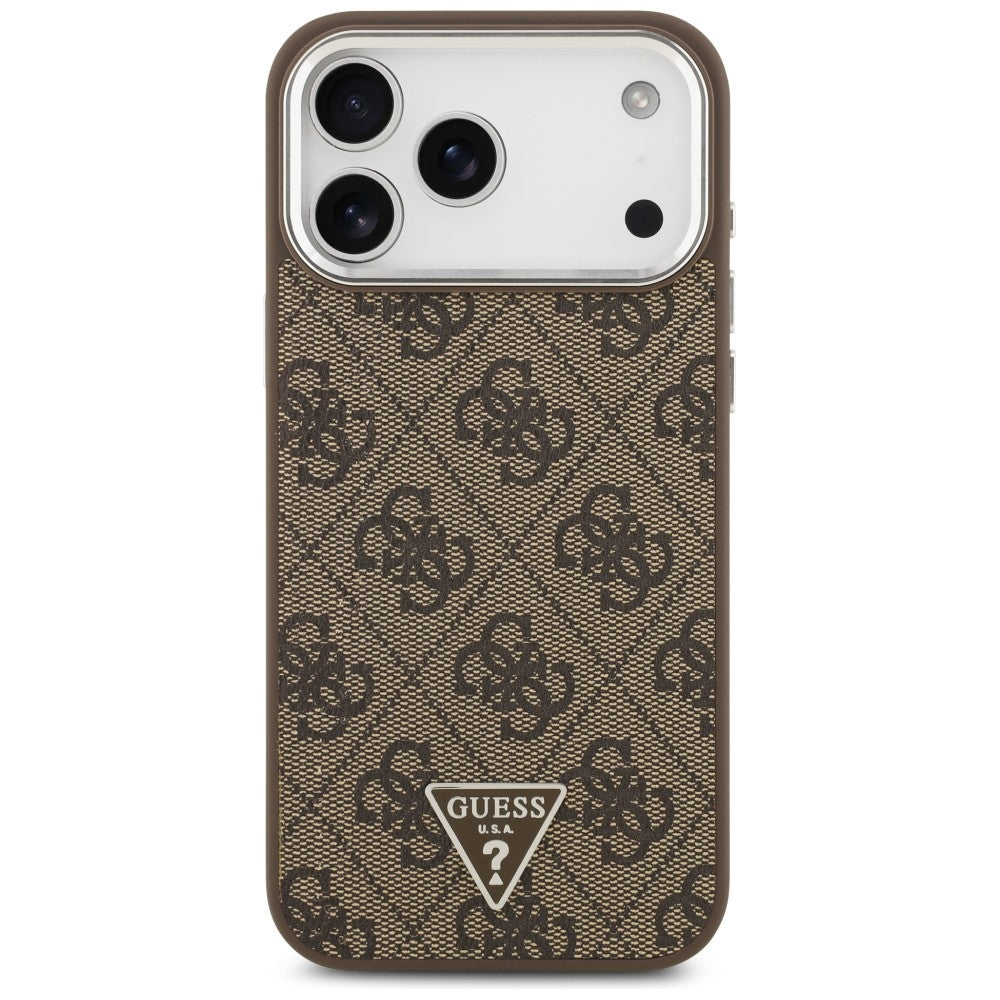 Handyhülle für iPhone 18 Pro Max / 17 Pro Max, Guess 4G Triangle Logo mit MagSafe, Braun