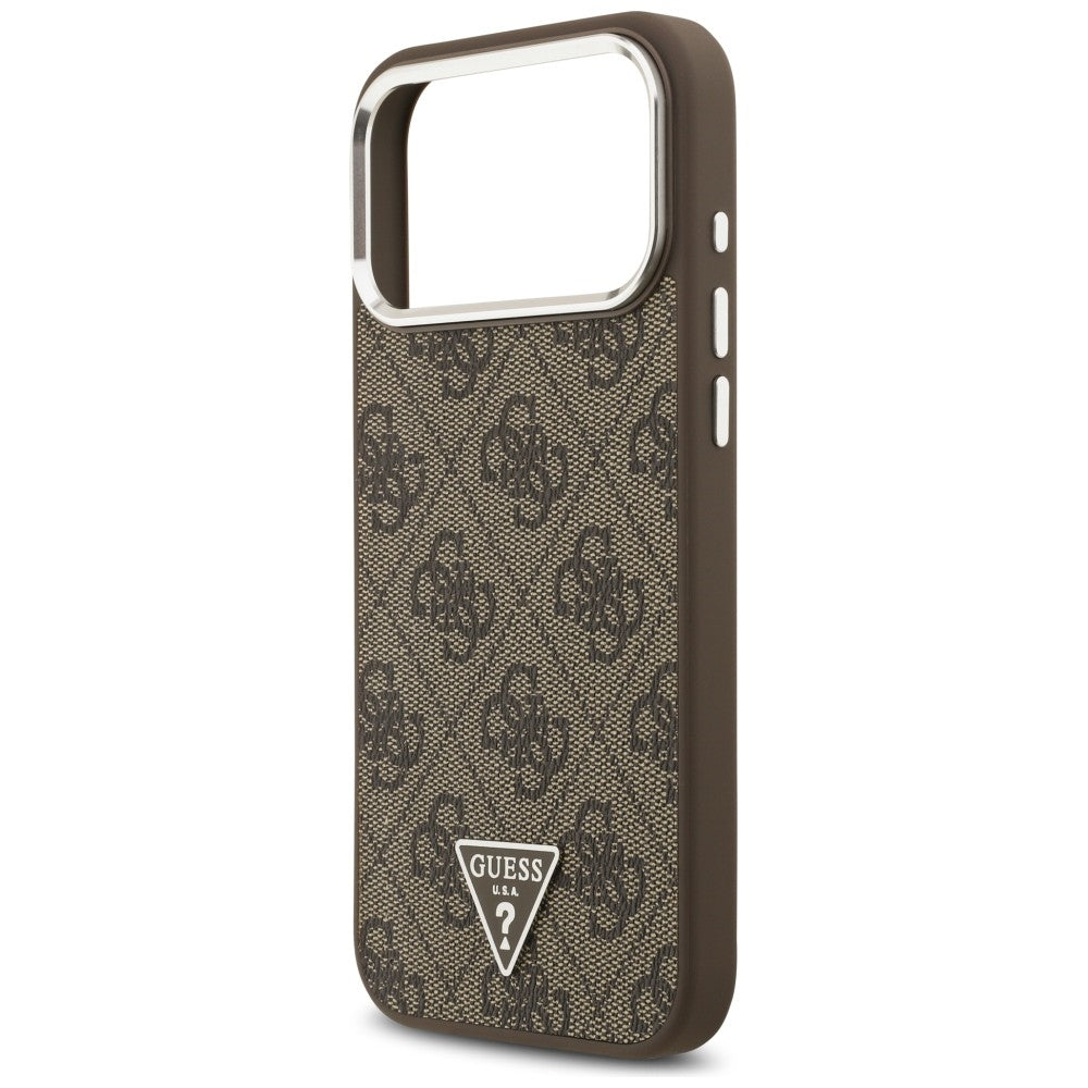 Handyhülle für iPhone 18 Pro Max / 17 Pro Max, Guess 4G Triangle Logo mit MagSafe, Braun