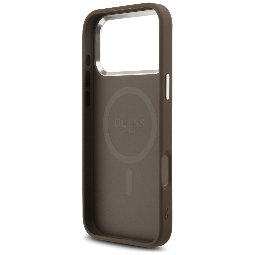 Handyhülle für iPhone 18 Pro Max / 17 Pro Max, Guess 4G Triangle Logo mit MagSafe, Braun