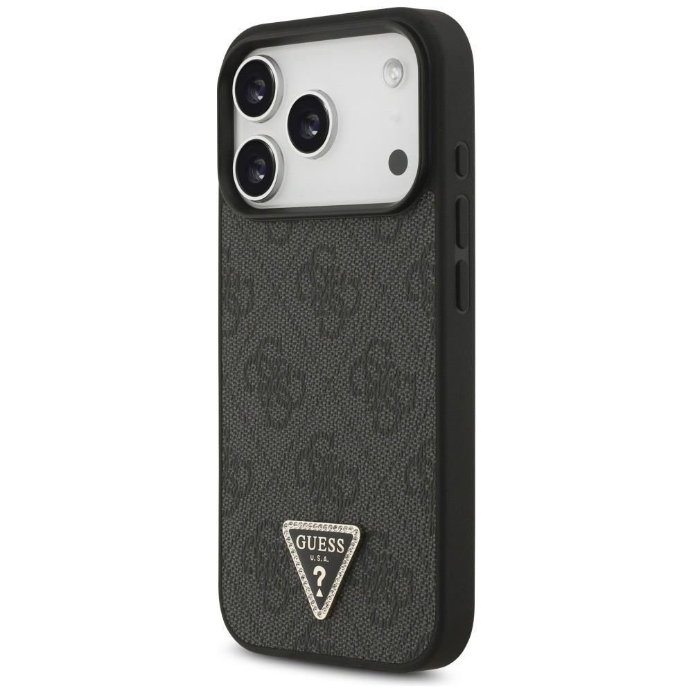 Handyhülle für iPhone 18 Pro / 17 Pro, Guess 4G Triangle Logo mit MagSafe, Schwarz