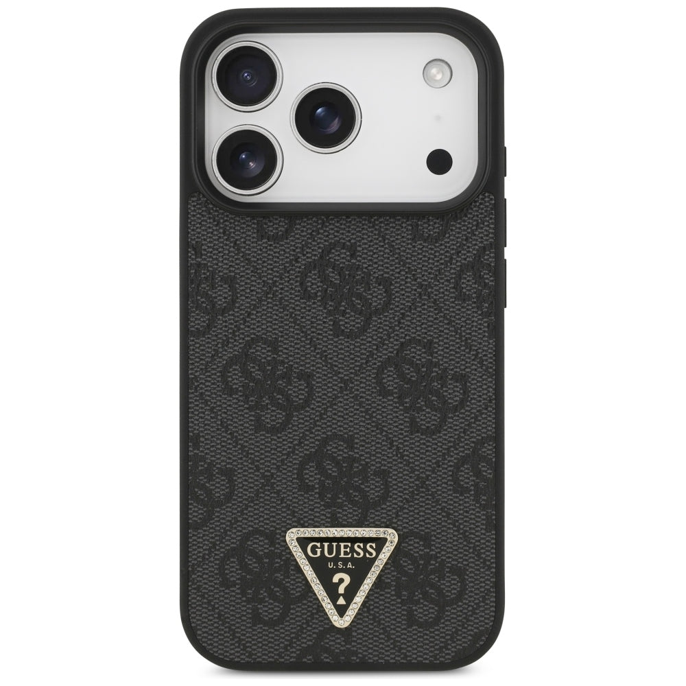 Handyhülle für iPhone 18 Pro / 17 Pro, Guess 4G Triangle Logo mit MagSafe, Schwarz