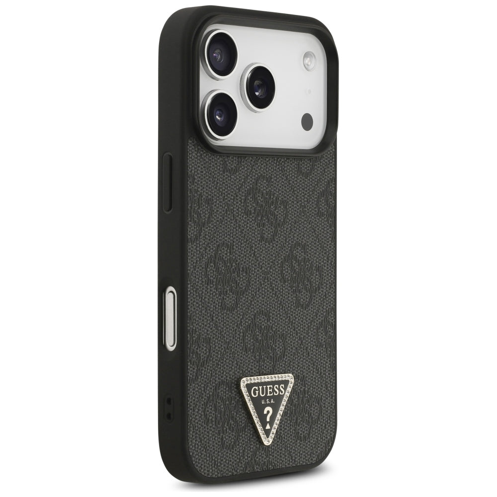 Handyhülle für iPhone 18 Pro / 17 Pro, Guess 4G Triangle Logo mit MagSafe, Schwarz