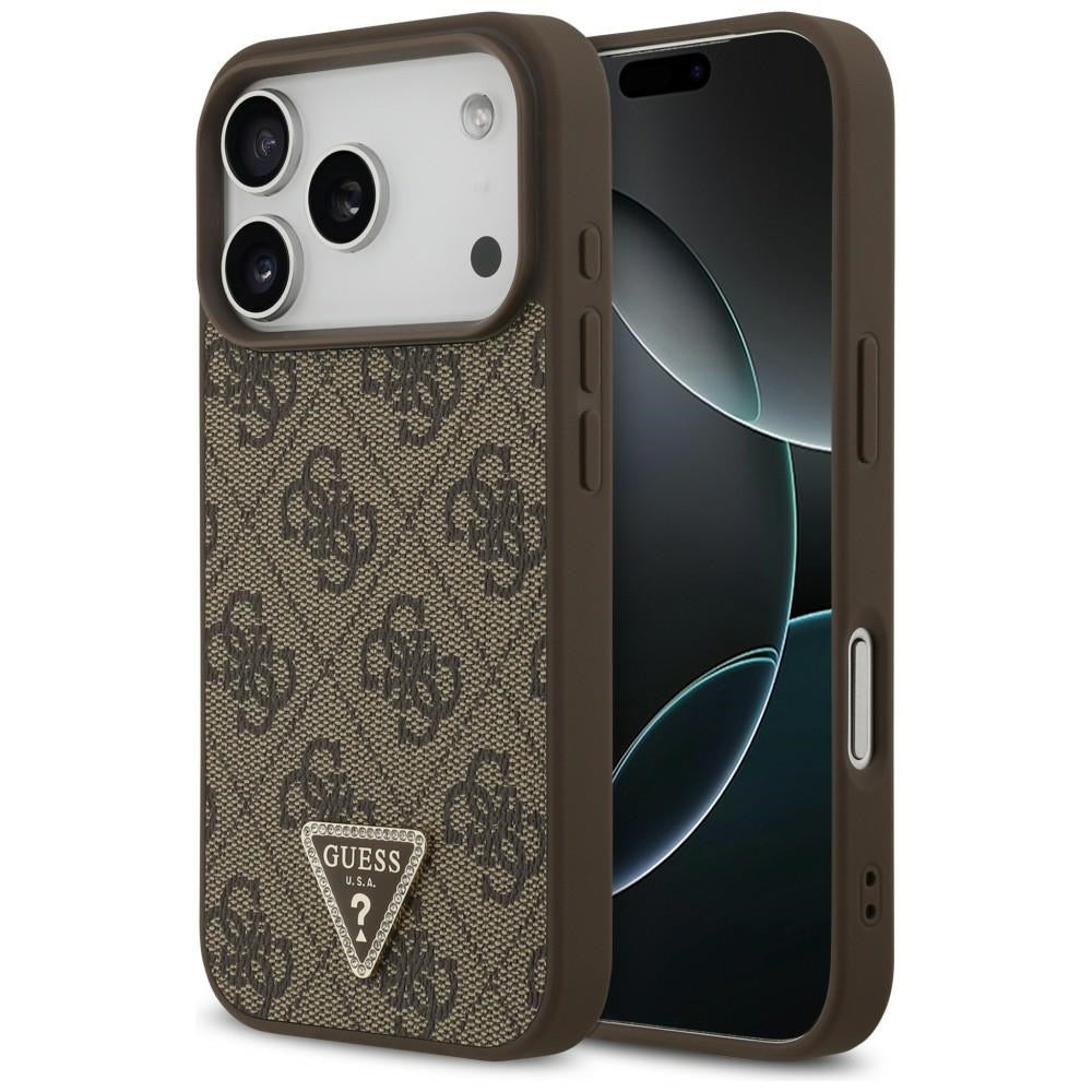 Handyhülle für iPhone 18 Pro / 17 Pro, Guess 4G Triangle Logo mit MagSafe, Braun