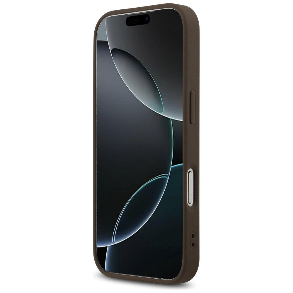 Handyhülle für iPhone 18 Pro / 17 Pro, Guess 4G Triangle Logo mit MagSafe, Braun