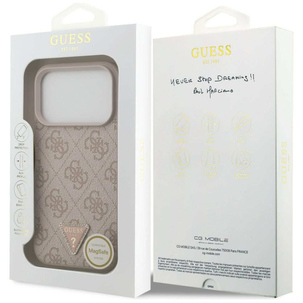 Handyhülle für iPhone 18 Pro / 17 Pro, Guess 4G Triangle Logo mit MagSafe, Rosa