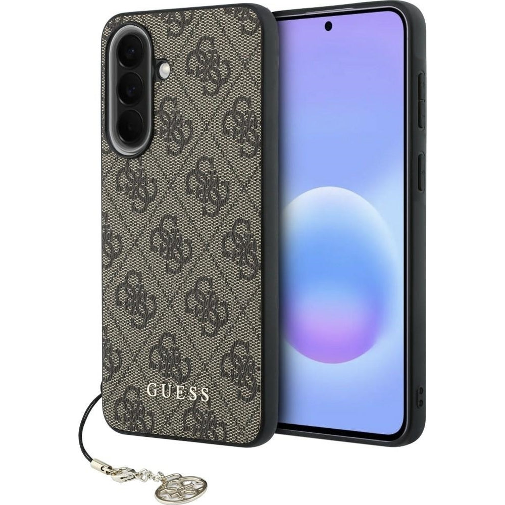 Handyhülle für Galaxy A57 5G, Guess Charms Collection, Braun mit goldenem Anhänger