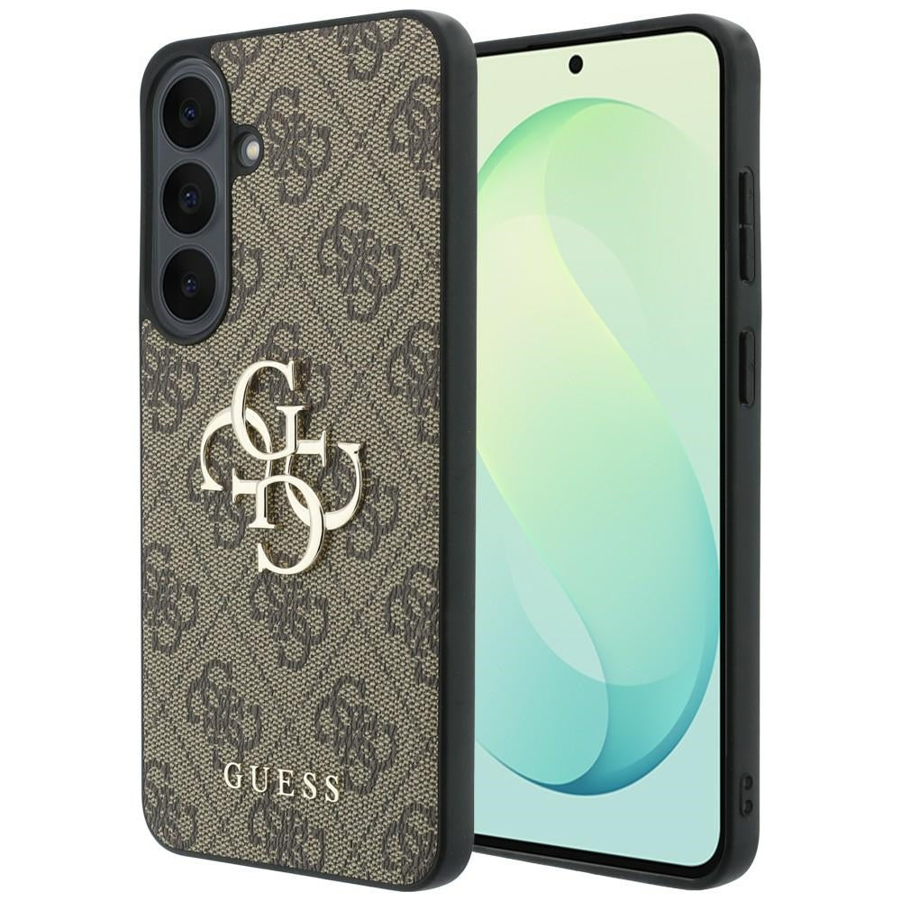 Handyhülle für Galaxy S26 FE, Guess Leather 4G Metal Logo, Braun