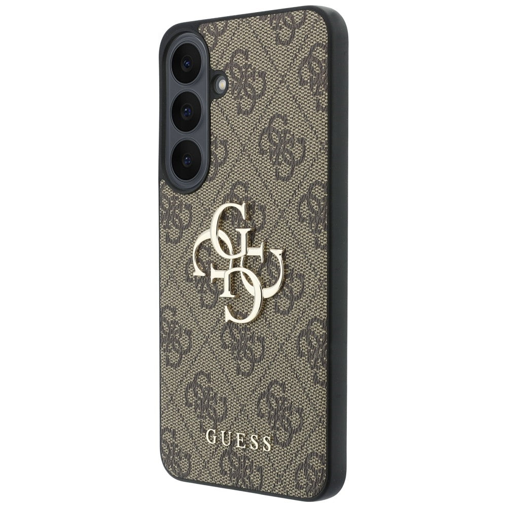 Handyhülle für Galaxy S26 FE, Guess Leather 4G Metal Logo, Braun