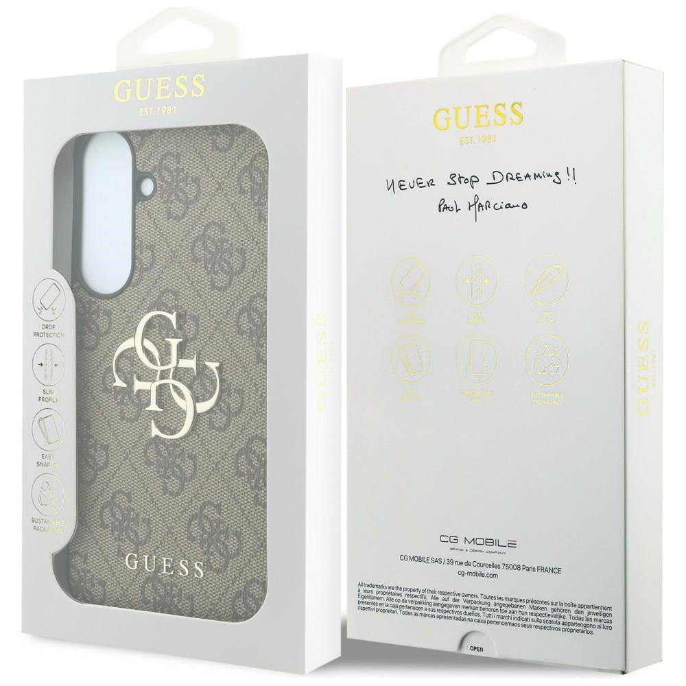 Handyhülle für Galaxy S26 FE, Guess Leather 4G Metal Logo, Braun