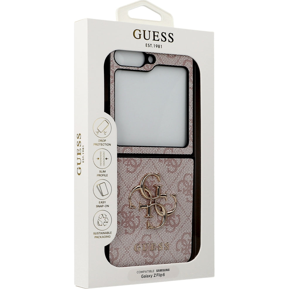Handyhülle für Galaxy Z Flip7 FE / Z Flip6, Guess 4G Metal Gold Logo, Rosa