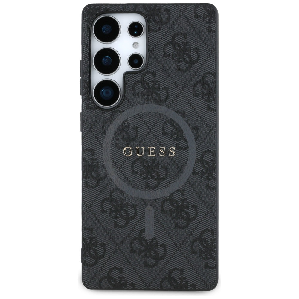 Handyhülle für Galaxy S25 Ultra, Guess Hardcase 4G Ring Classic Logo MagSafe, Schwarz