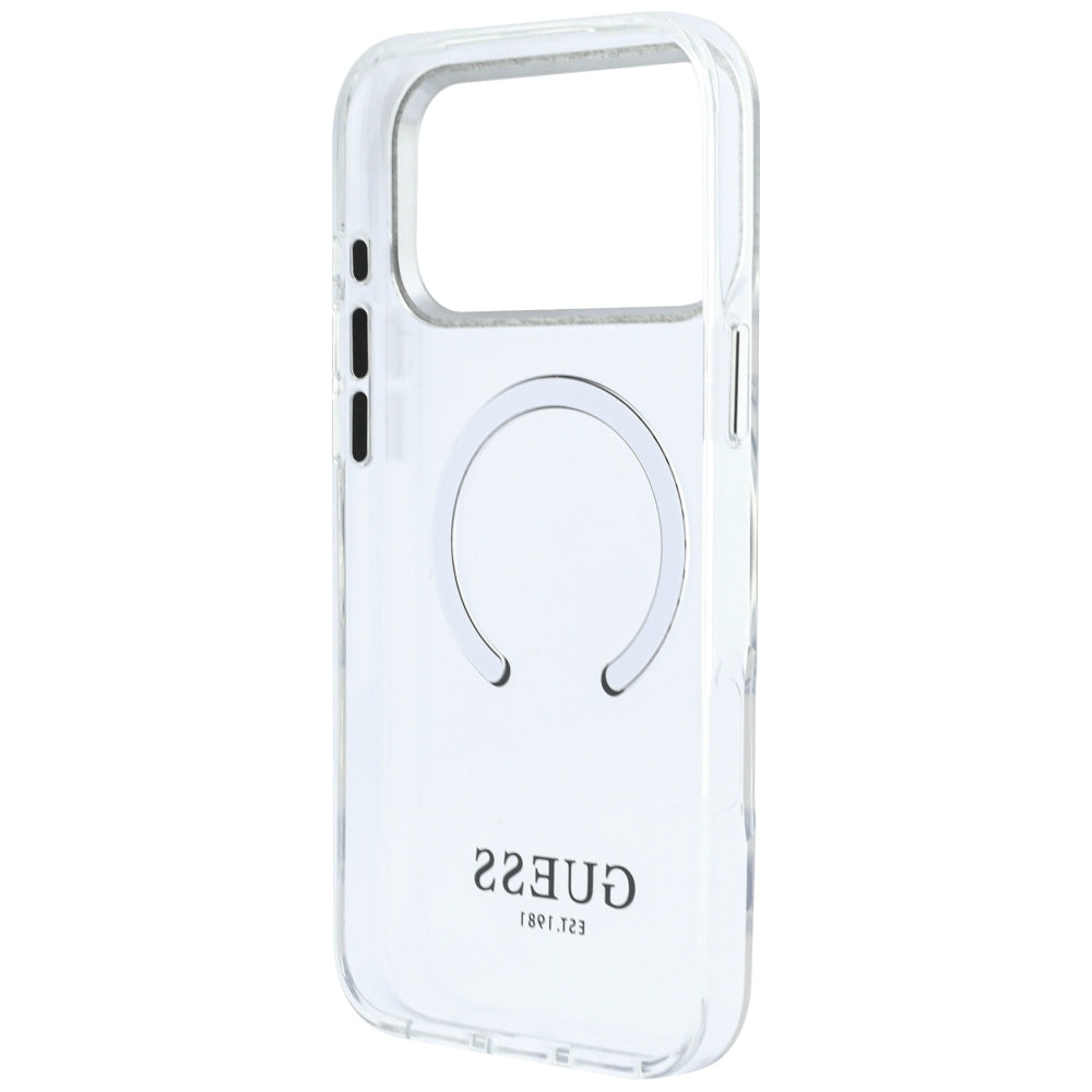 Handyhülle für iPhone 18 Pro Max / 17 Pro Max, Guess Metal Outline mit MagSafe, Transparent