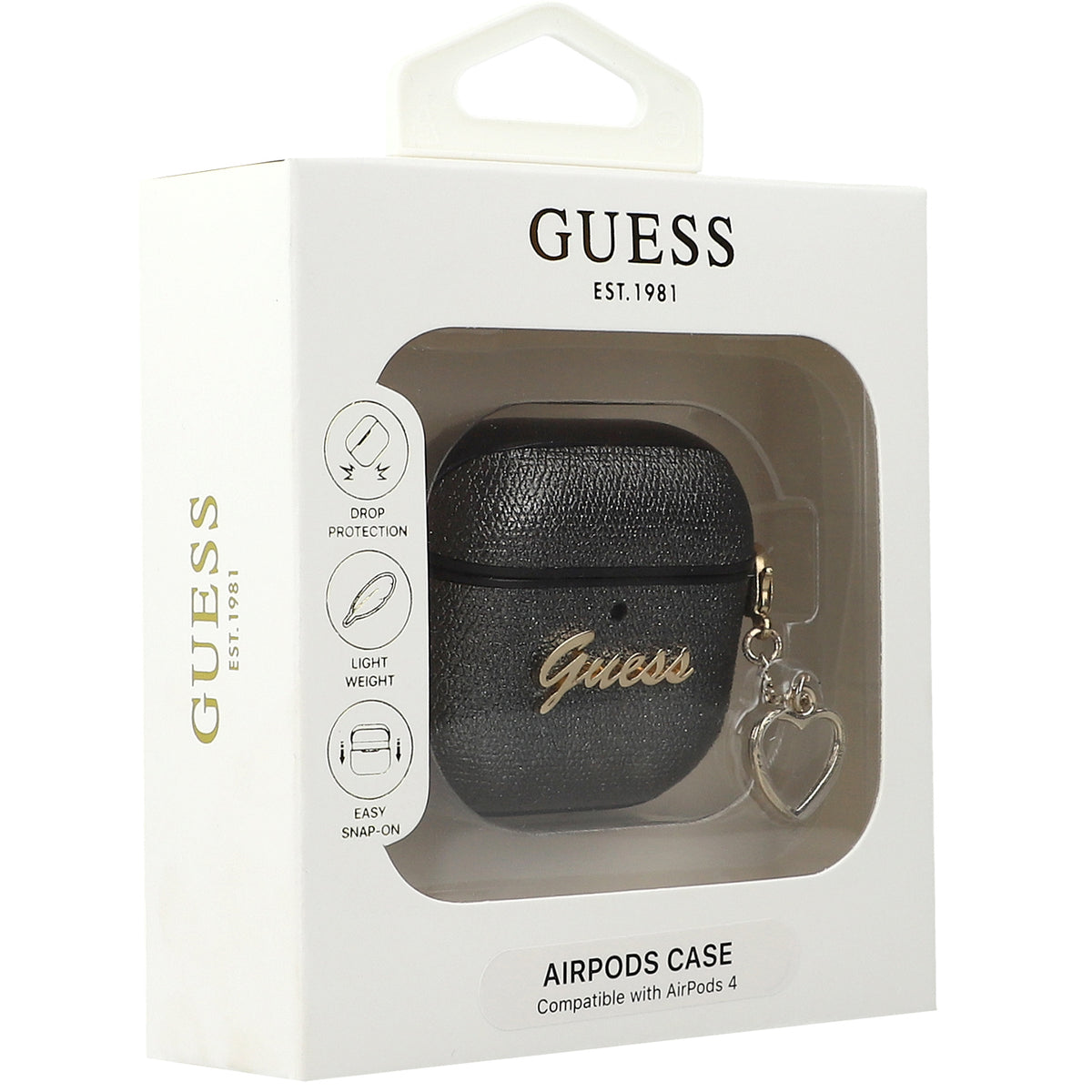 Schutzhülle für AirPods 5 / 4, Guess Metallic Script Charm, Schwarz