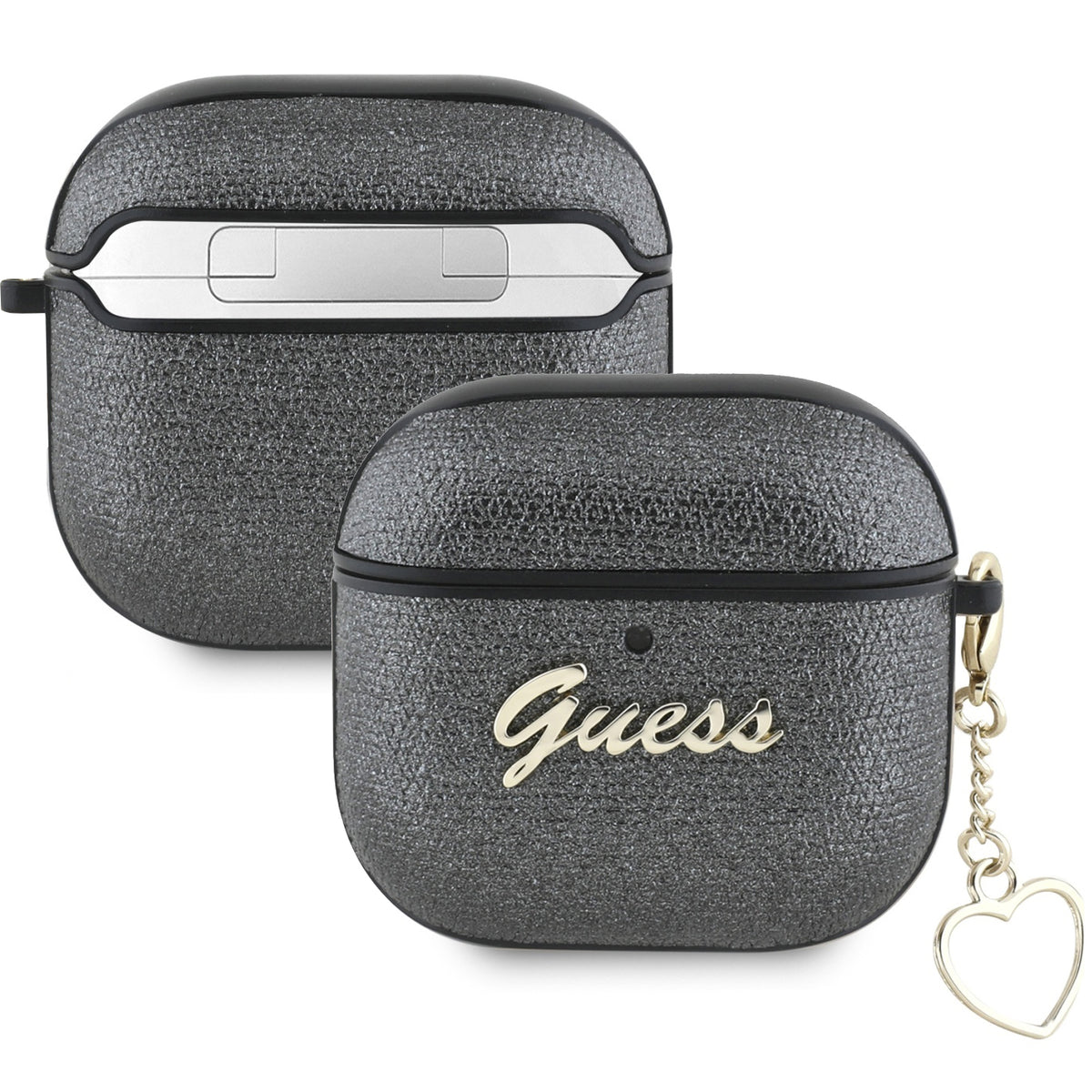 Schutzhülle für AirPods 5 / 4, Guess Metallic Script Charm, Schwarz