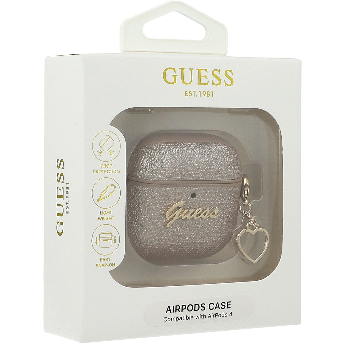 Schutzhülle für AirPods 5 / 4, Guess Metallic Script Charm, Golden