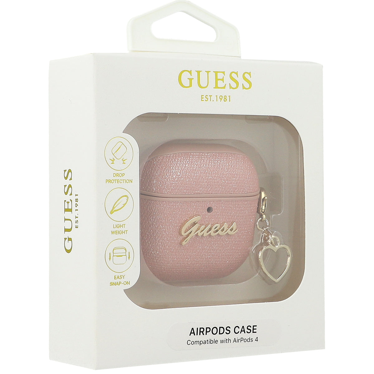 Schutzhülle für AirPods 5 / 4, Guess Metallic Script Charm, Rosa