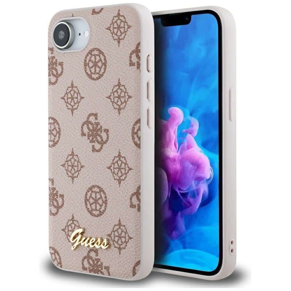 Handyhülle für iPhone 17e / 16e, Guess Peony Script Logo MagSafe, Rosa