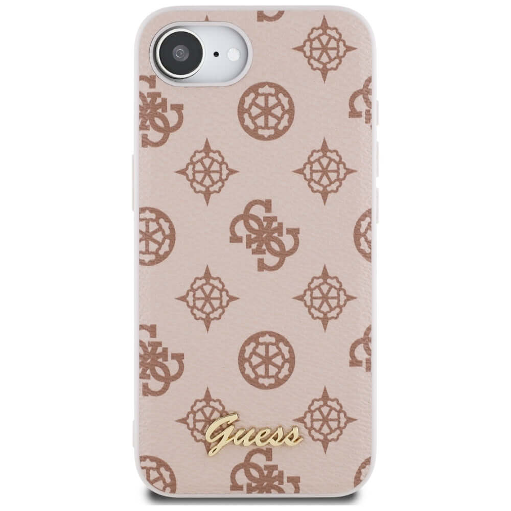 Handyhülle für iPhone 17e / 16e, Guess Peony Script Logo MagSafe, Rosa