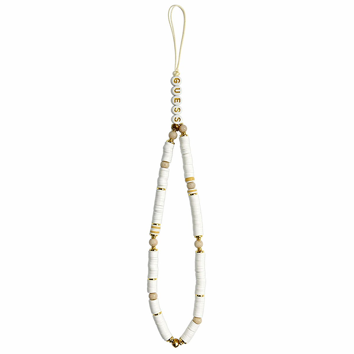 Universal-Handyband für das Handgelenk, Guess Phone Heishi Beads Strap, weiß