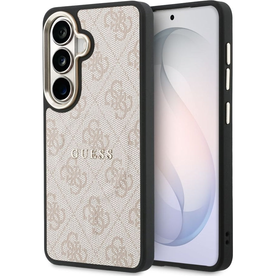 Handyhülle für Galaxy S26, Guess Hardcase Leather Logo MagSafe, Rosa mit Classic Logo Guess