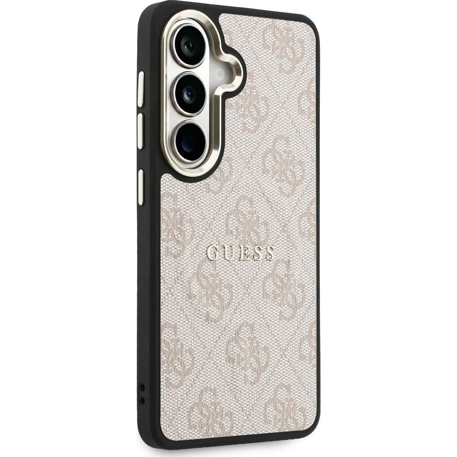 Handyhülle für Galaxy S26, Guess Hardcase Leather Logo MagSafe, Rosa mit Classic Logo Guess