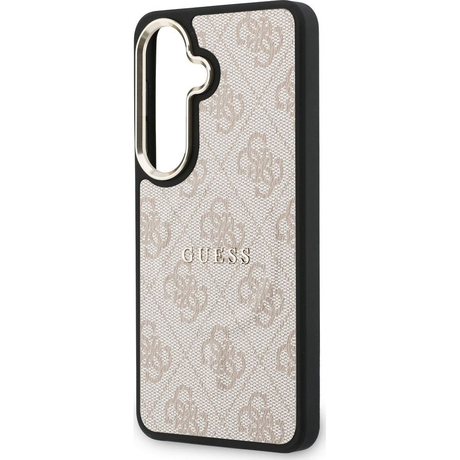 Handyhülle für Galaxy S26, Guess Hardcase Leather Logo MagSafe, Rosa mit Classic Logo Guess