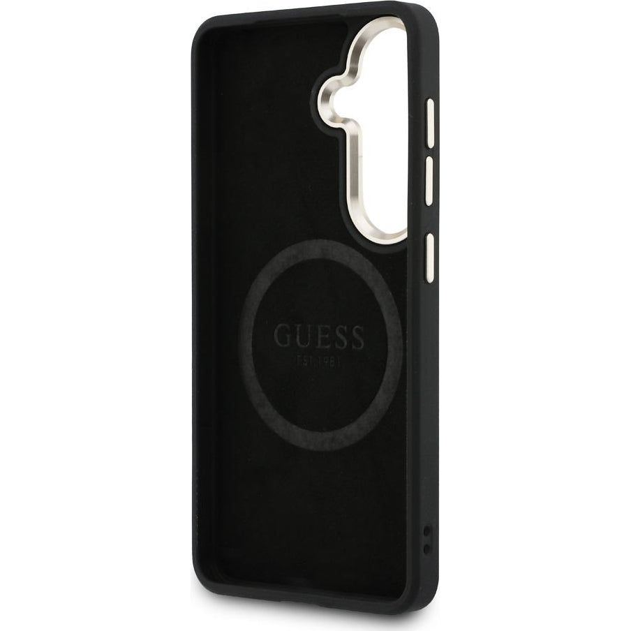 Handyhülle für Galaxy S26, Guess Hardcase Leather Logo MagSafe, Rosa mit Classic Logo Guess