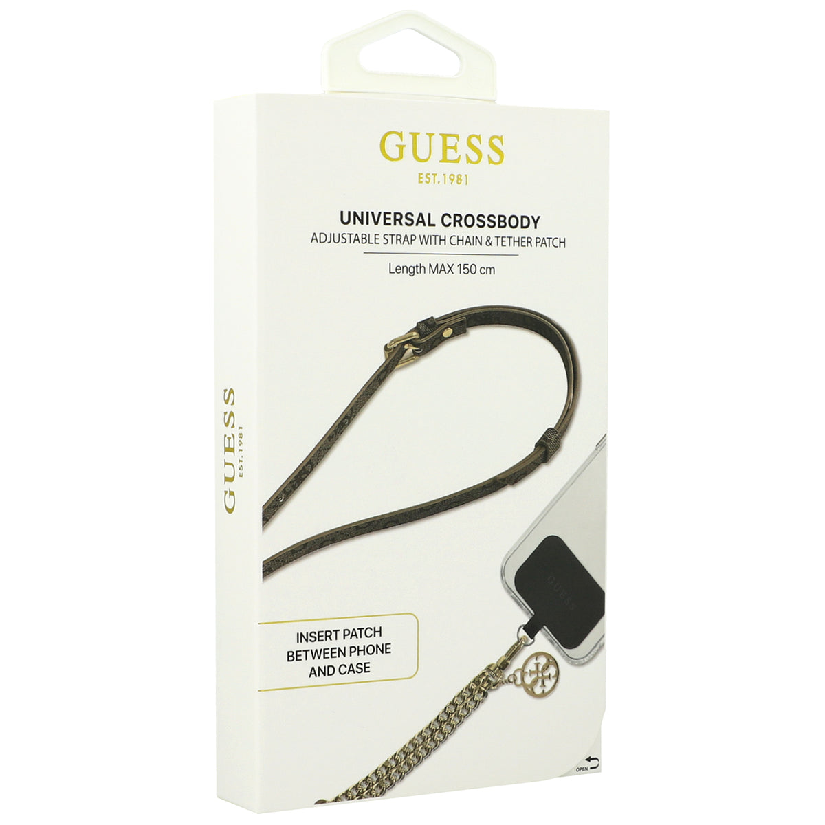 Handy-Lanyard Guess Universal Crossbody Strap / Gürtel, Braun mit Goldener Kette