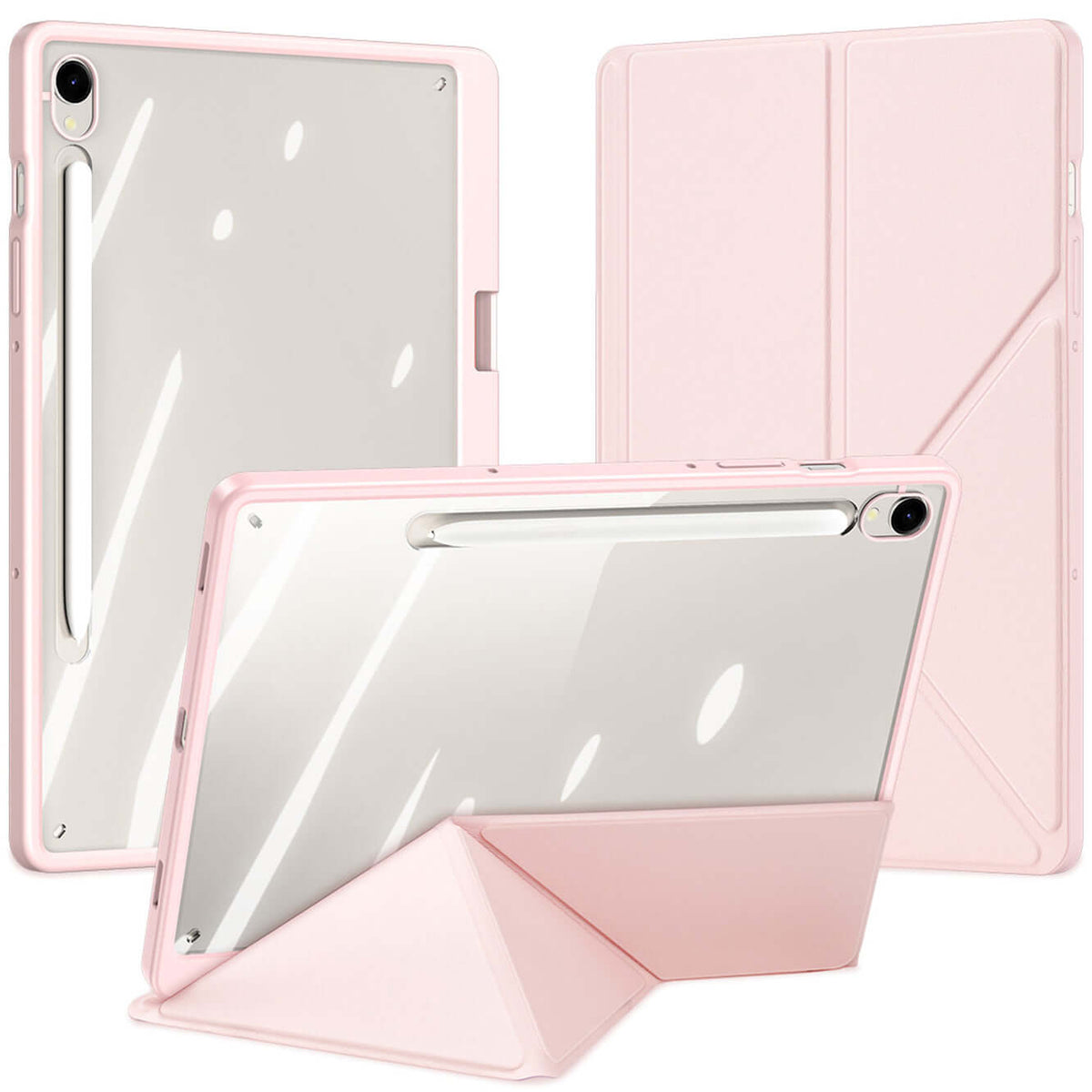 Schutzhülle mit Klappe für Galaxy Tab S10 FE / S9 FE / S9, Dux Ducis Magi, Transparent und Rosa
