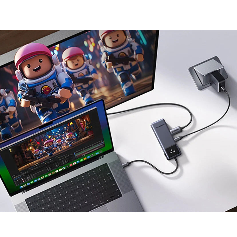 HUB 6in1, HDMI 4K/60Hz, 3x USB-A, USB-C, USB-C PD 100W, 5 Gb/s, Ugreen CM889, Grau
