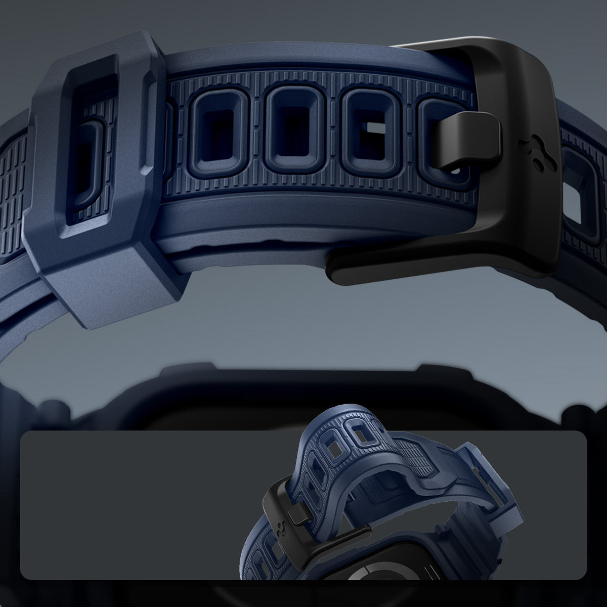 Schutzhülle mit Armband für Apple Watch 11 / 10 42 mm, Spigen Rugged Armor Pro 2, Dunkelblau