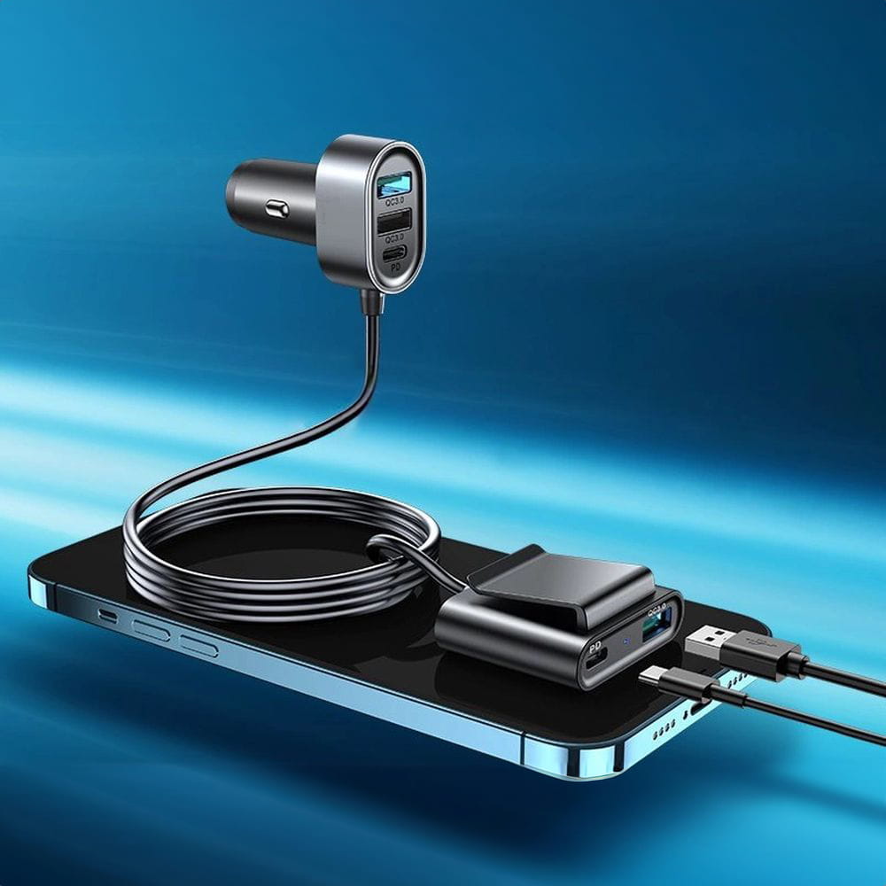 Autoladegerät Joyroom 5-in-1 JR-CL05 78W, 3x USB-A QC, 2x USB-C PD, 1,5m, Schwarz