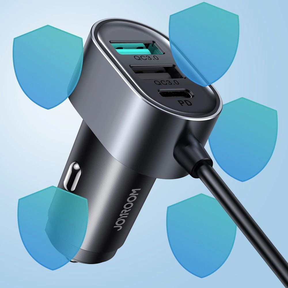 Autoladegerät Joyroom 5-in-1 JR-CL05 78W, 3x USB-A QC, 2x USB-C PD, 1,5m, Schwarz
