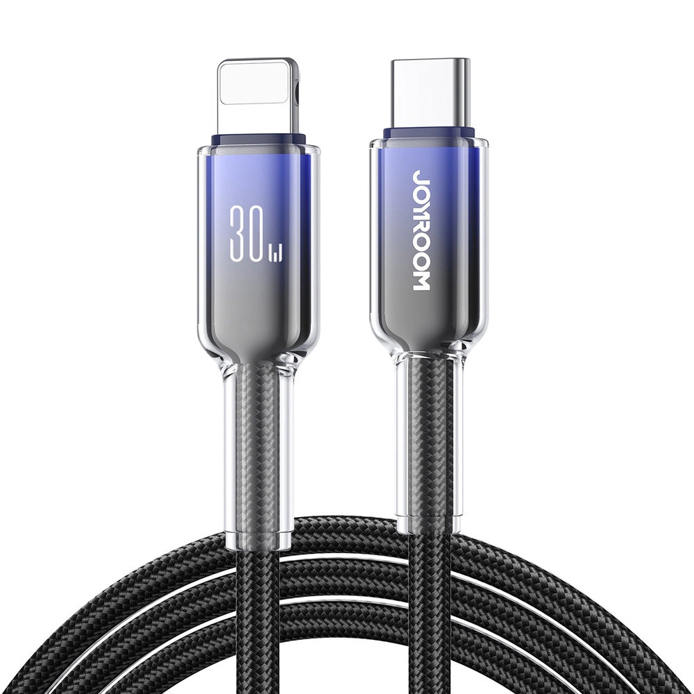 Ladekabel / Datenkabel USB-C zu Lightning, Joyroom Crystal-Clear Series, 30W PD, 1.2m, Schwarz
