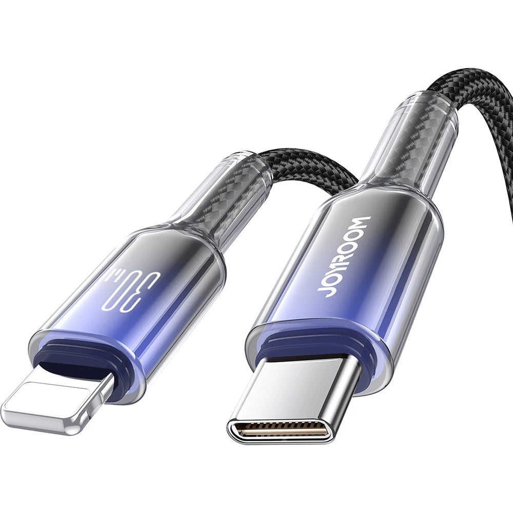 Ladekabel / Datenkabel USB-C zu Lightning, Joyroom Crystal-Clear Series, 30W PD, 1.2m, Schwarz