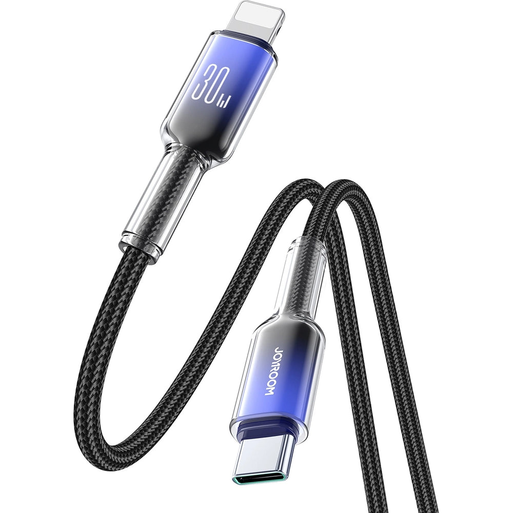 Ladekabel / Datenkabel USB-C zu Lightning, Joyroom Crystal-Clear Series, 30W PD, 1.2m, Schwarz