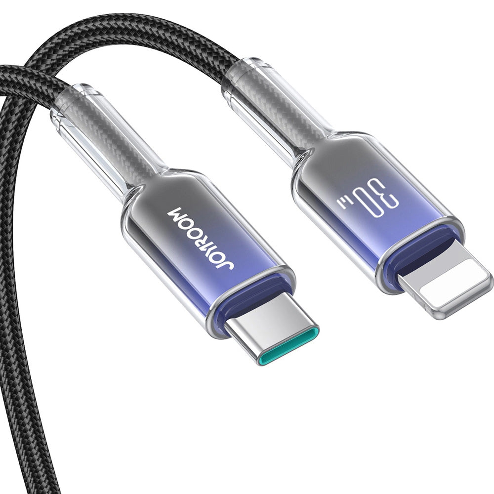 Ladekabel / Datenkabel USB-C zu Lightning, Joyroom Crystal-Clear Series, 30W PD, 1.2m, Schwarz