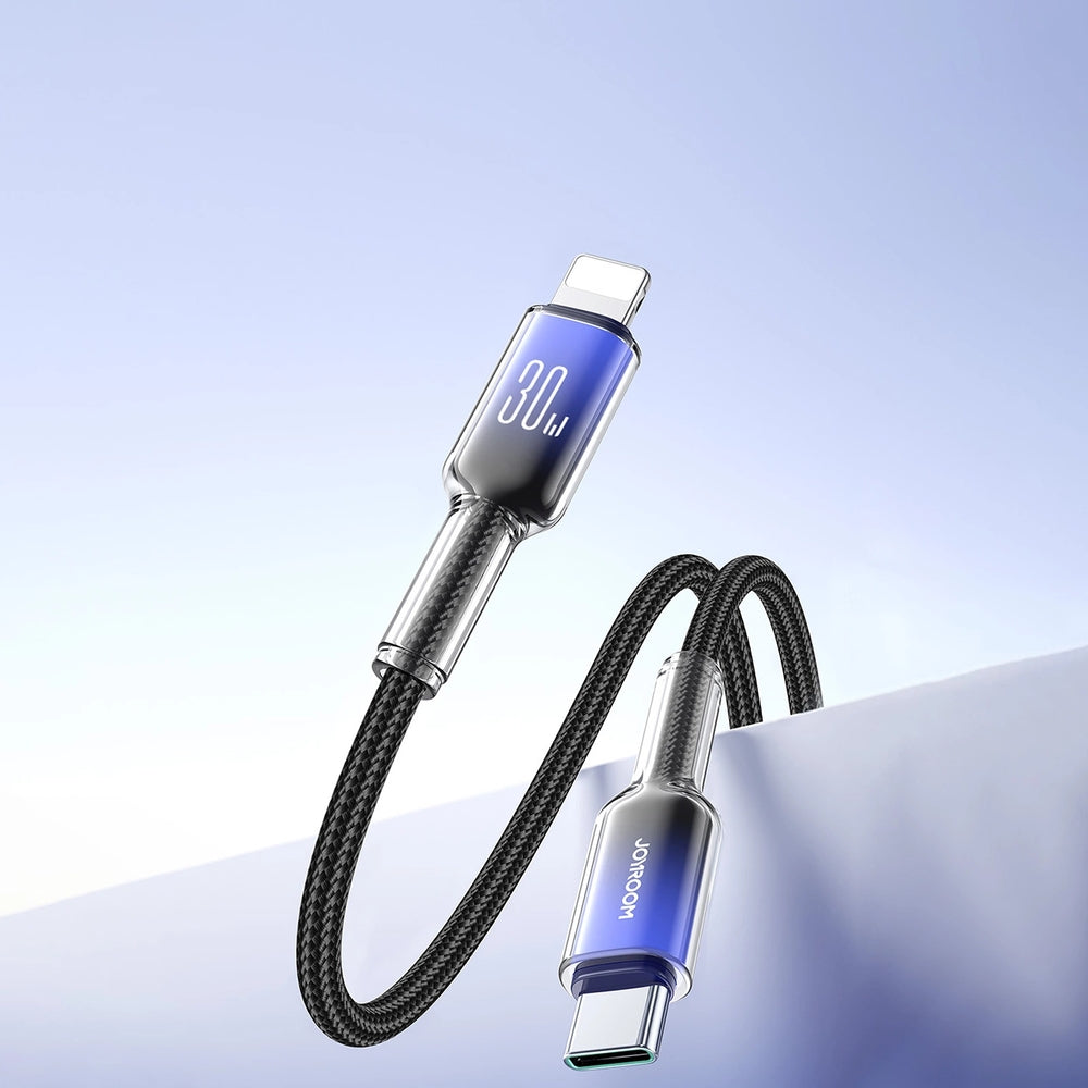 Ladekabel / Datenkabel USB-C zu Lightning, Joyroom Crystal-Clear Series, 30W PD, 1.2m, Schwarz