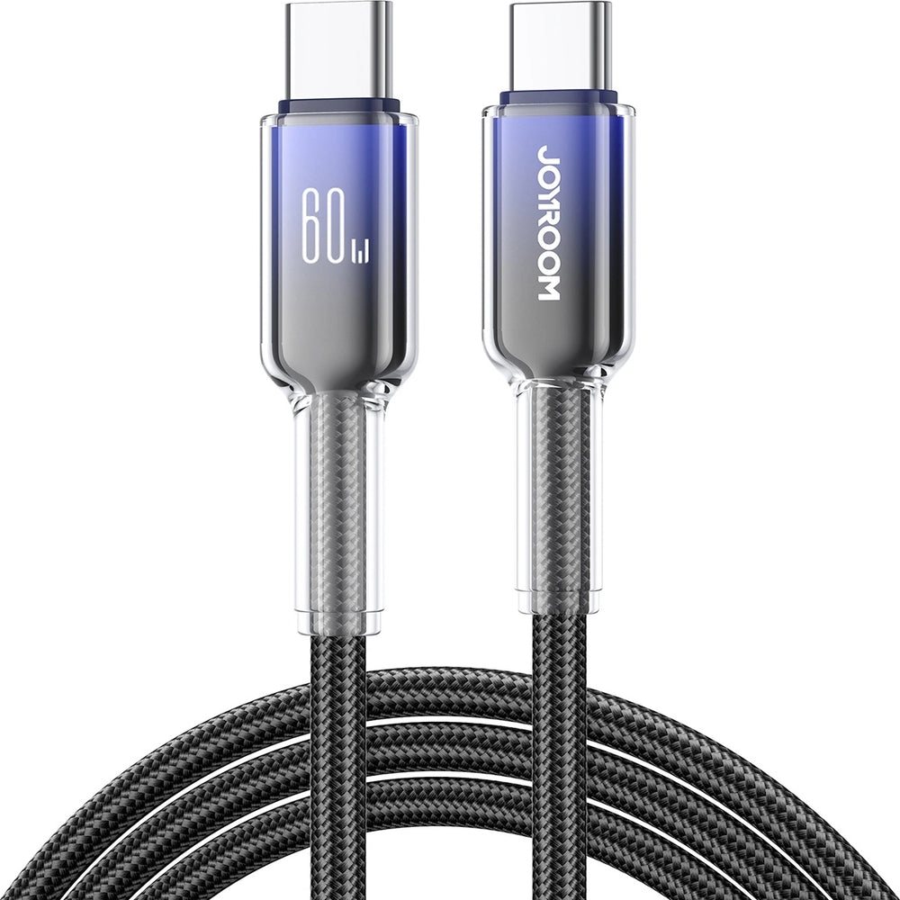 Ladekabel / Datenkabel USB-C zu USB-C, Joyroom Crystal-Clear Series, 60W PD, 1.2m, Schwarz