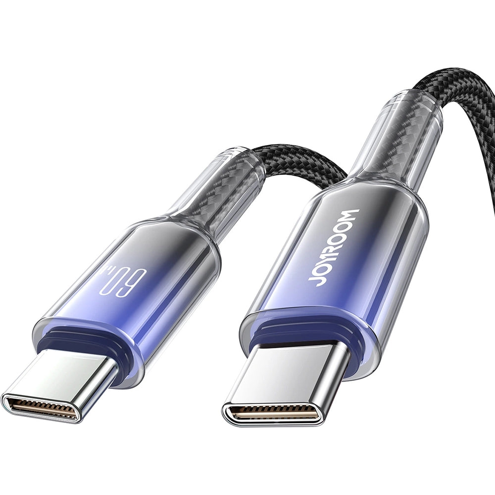 Ladekabel / Datenkabel USB-C zu USB-C, Joyroom Crystal-Clear Series, 60W PD, 1.2m, Schwarz