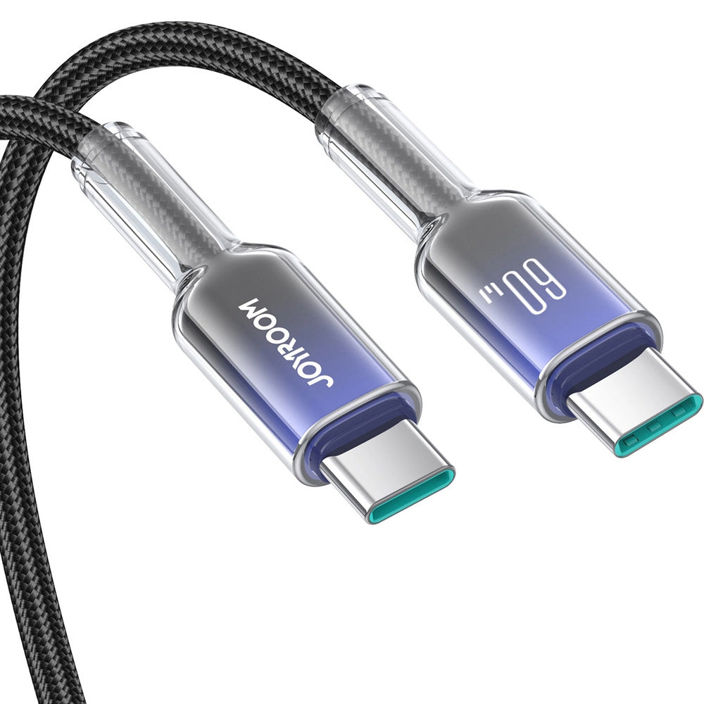 Ladekabel / Datenkabel USB-C zu USB-C, Joyroom Crystal-Clear Series, 60W PD, 1.2m, Schwarz