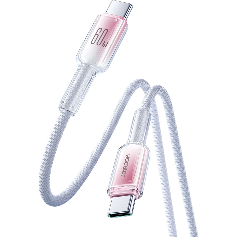 Ladekabel / Datenkabel USB-C zu USB-C, Joyroom Crystal-Clear Series, 60W PD, 1.2m, Weiß