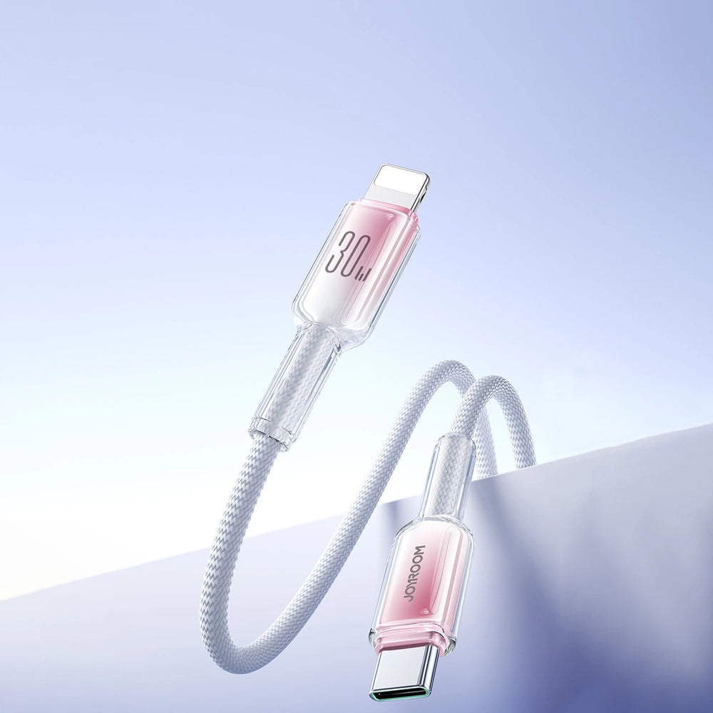 Ladekabel / Datenkabel USB-C zu Lightning, Joyroom Crystal-Clear Series, 30W PD, 1.2m, Weiß