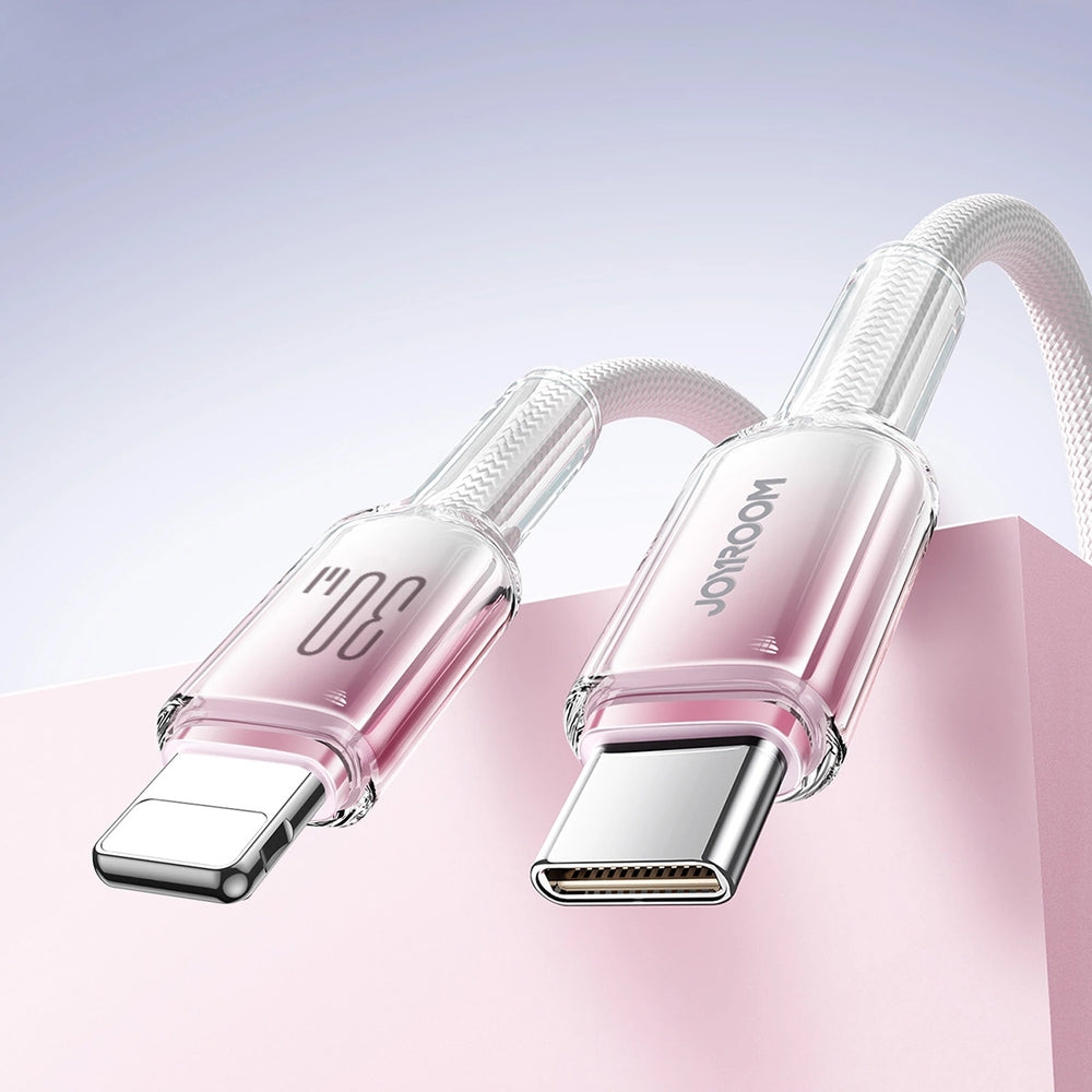 Ladekabel / Datenkabel USB-C zu Lightning, Joyroom Crystal-Clear Series, 30W PD, 1.2m, Weiß