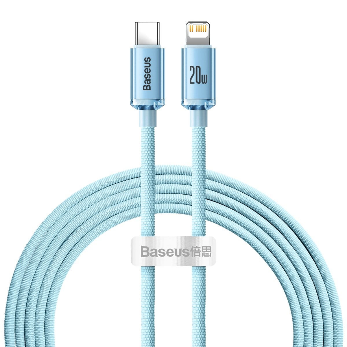 Kabel Baseus Crystal Shine 20W 2,4A USB-C für Lightning 2M, Hellblau
