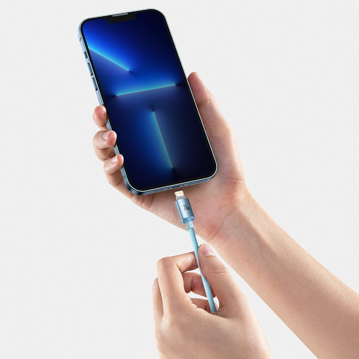 Kabel Baseus Crystal Shine 20W 2,4A USB-C für Lightning 2M, Hellblau