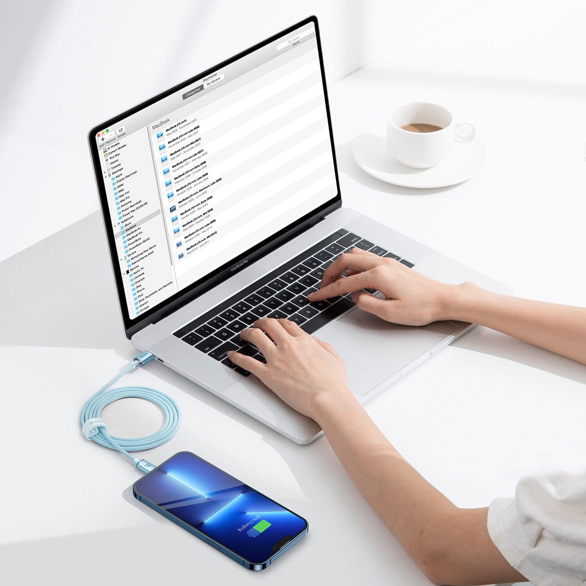 Kabel Baseus Crystal Shine 20W 2,4A USB-C für Lightning 2M, Hellblau