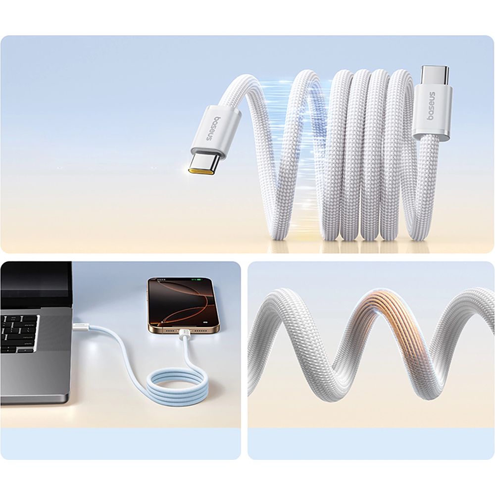 Magnetkabel USB-C auf USB-C, Baseus Dynamic 4 Pro, 100W PD, 1 m, Weiß