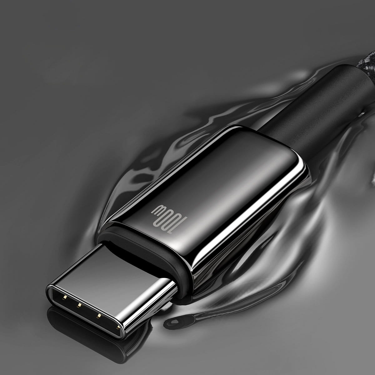 Kabel Baseus Tungsten Gold USB-A zu USB-C 100W 480MB/S 2m, Schwarz