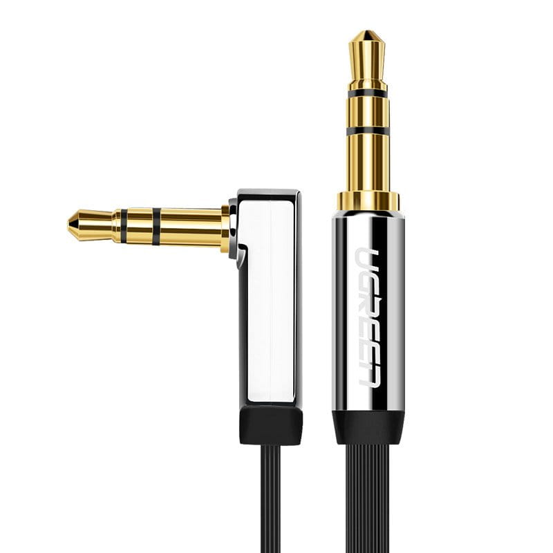 Audiokabel miniklinke 3,5 mm zu AUX, Ugreen, 2 m, Schwarz mit grauen Steckern